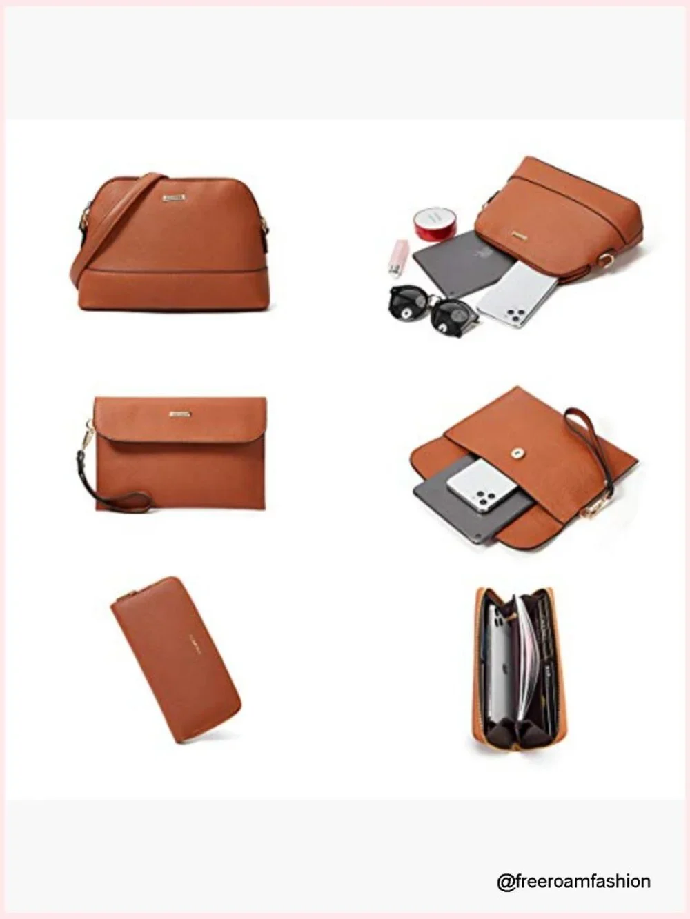 Synthetic Leather Satchel Handbag Set 4pcs Tote Shoulder Crossbody Bag Wallet